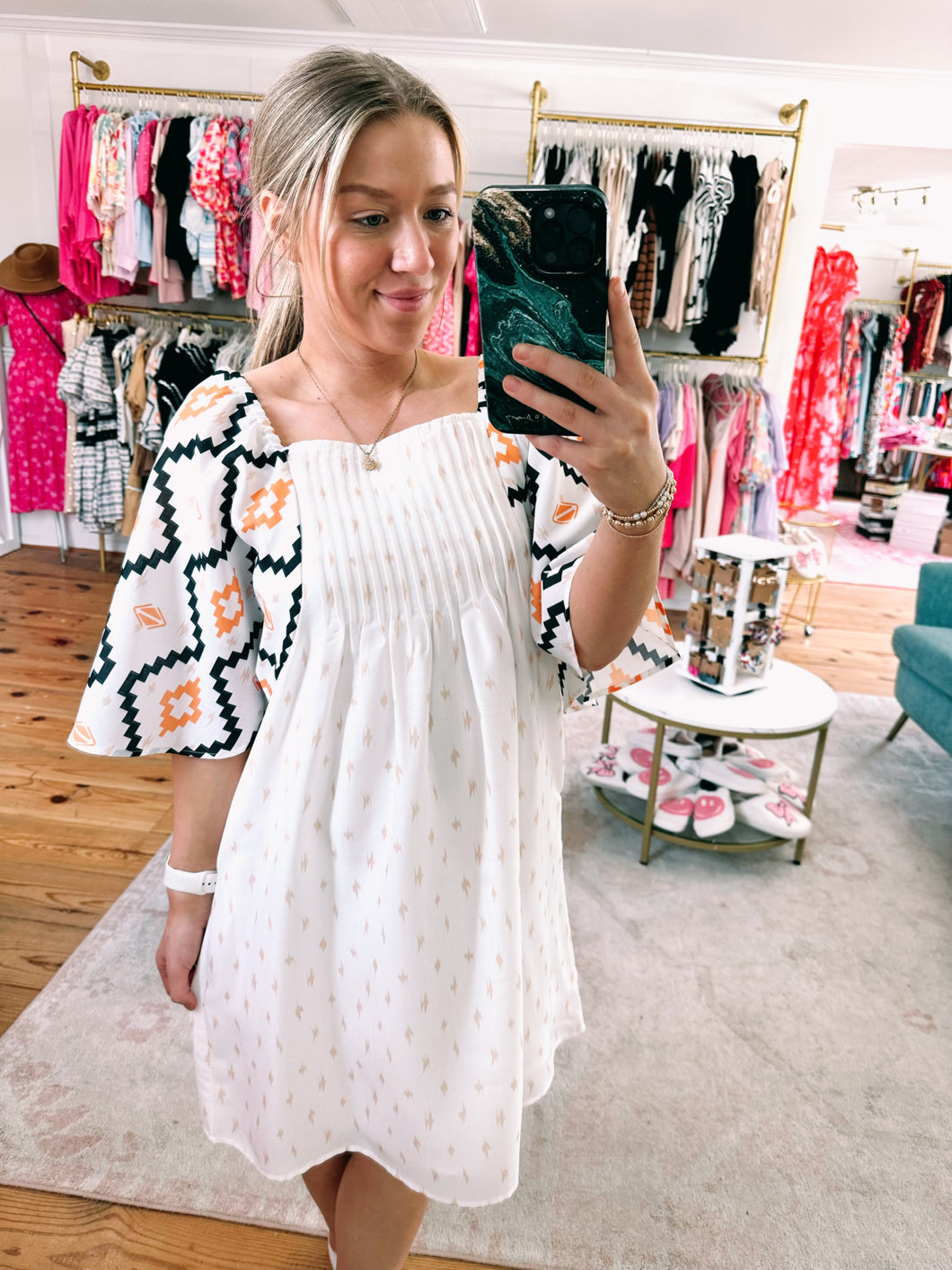 Aztec Pleated Dress