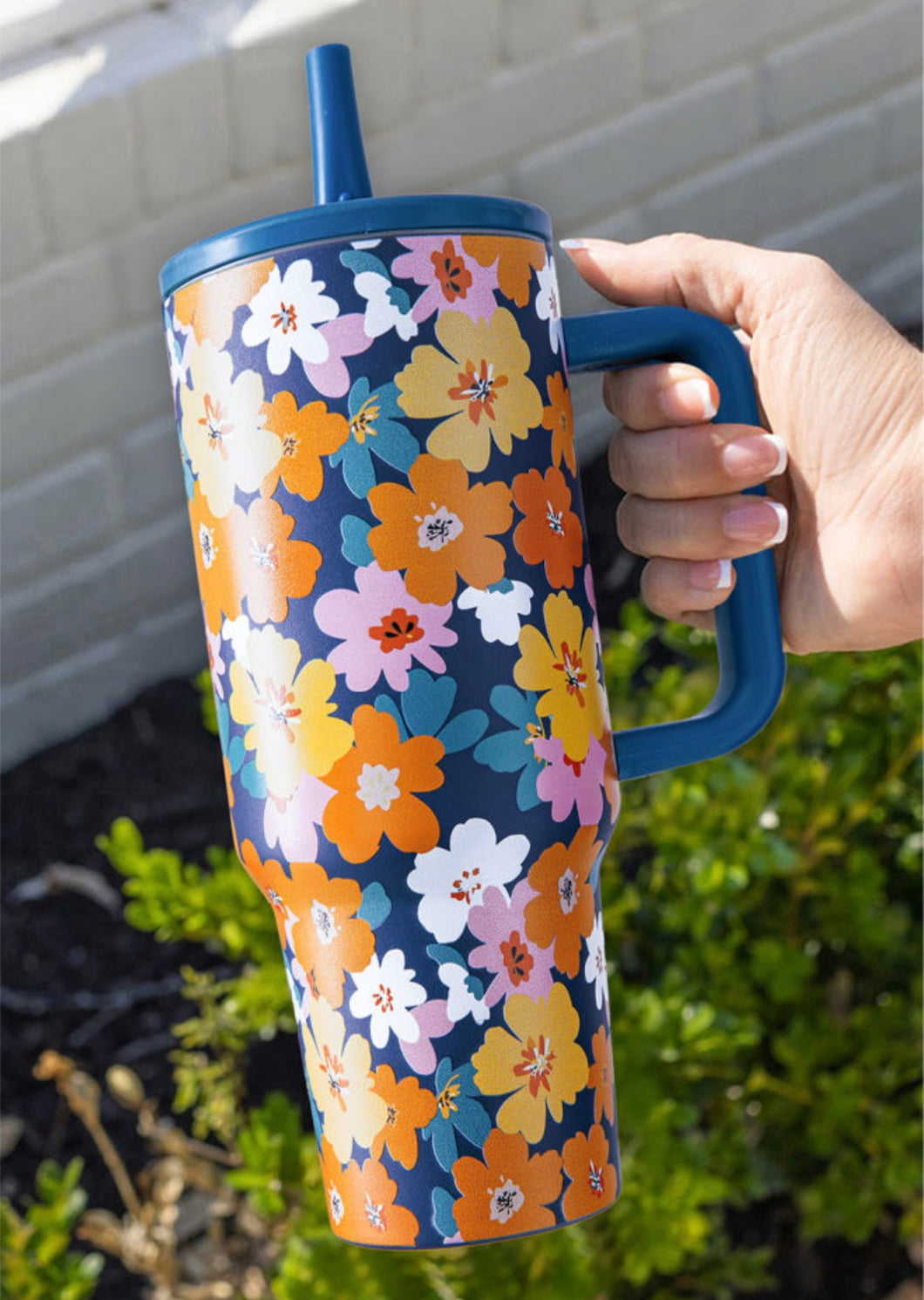 Blue Floral Tumbler