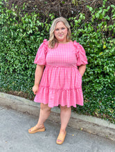 Load image into Gallery viewer, Pink Checkered Plus Dress
