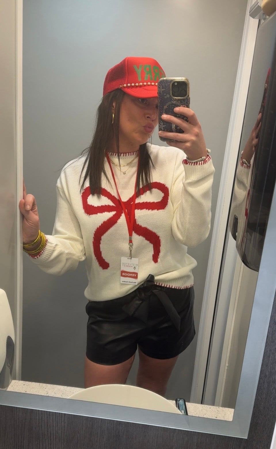 Red & White Bow Sweater