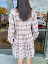 Load image into Gallery viewer, Long Sleeve Checkered Tiered Dress
