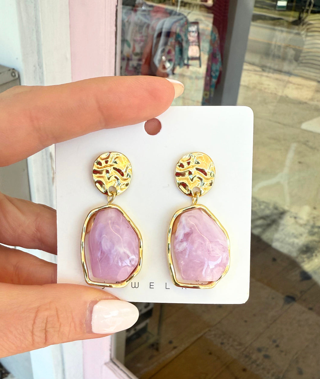 Pink Resin Earrings