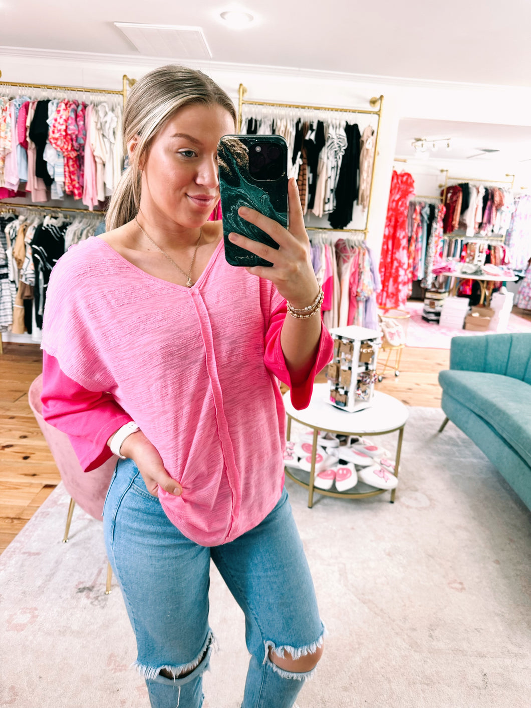 Two Tone Pink Top