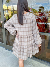 Load image into Gallery viewer, Long Sleeve Checkered Tiered Dress
