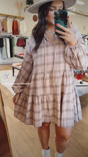 Load and play video in Gallery viewer, Long Sleeve Checkered Tiered Dress
